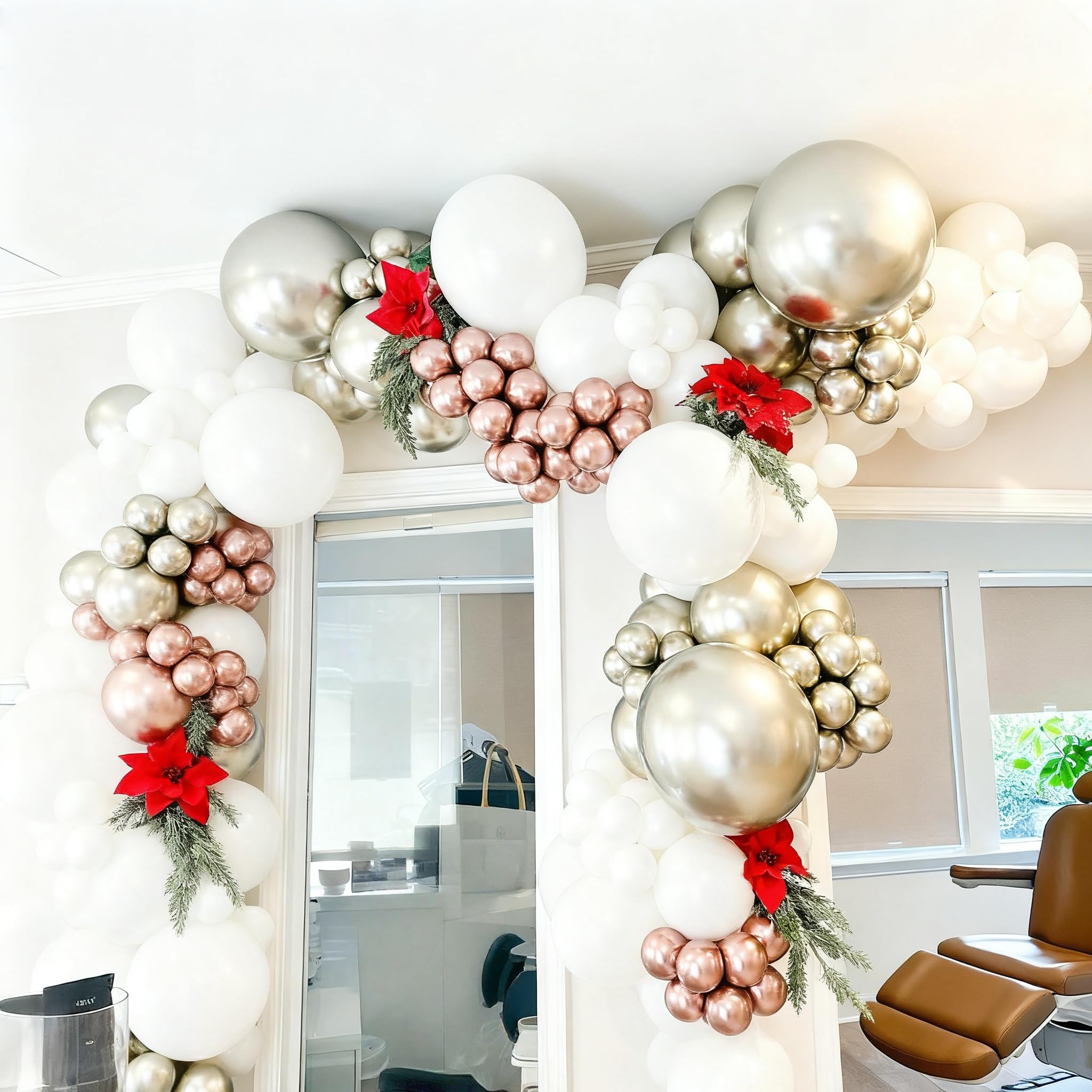 124Pcs Pearl White Light Gold Balloons Arch Kit - Image 4
