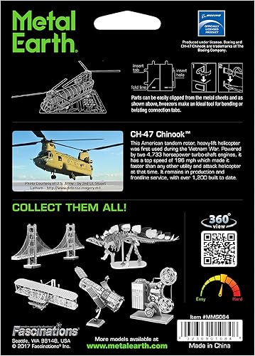Miniatura 2 de Metal Earth CH-47 Chinook Kit de modelo de metal 3D con pinzas Fascinaciones