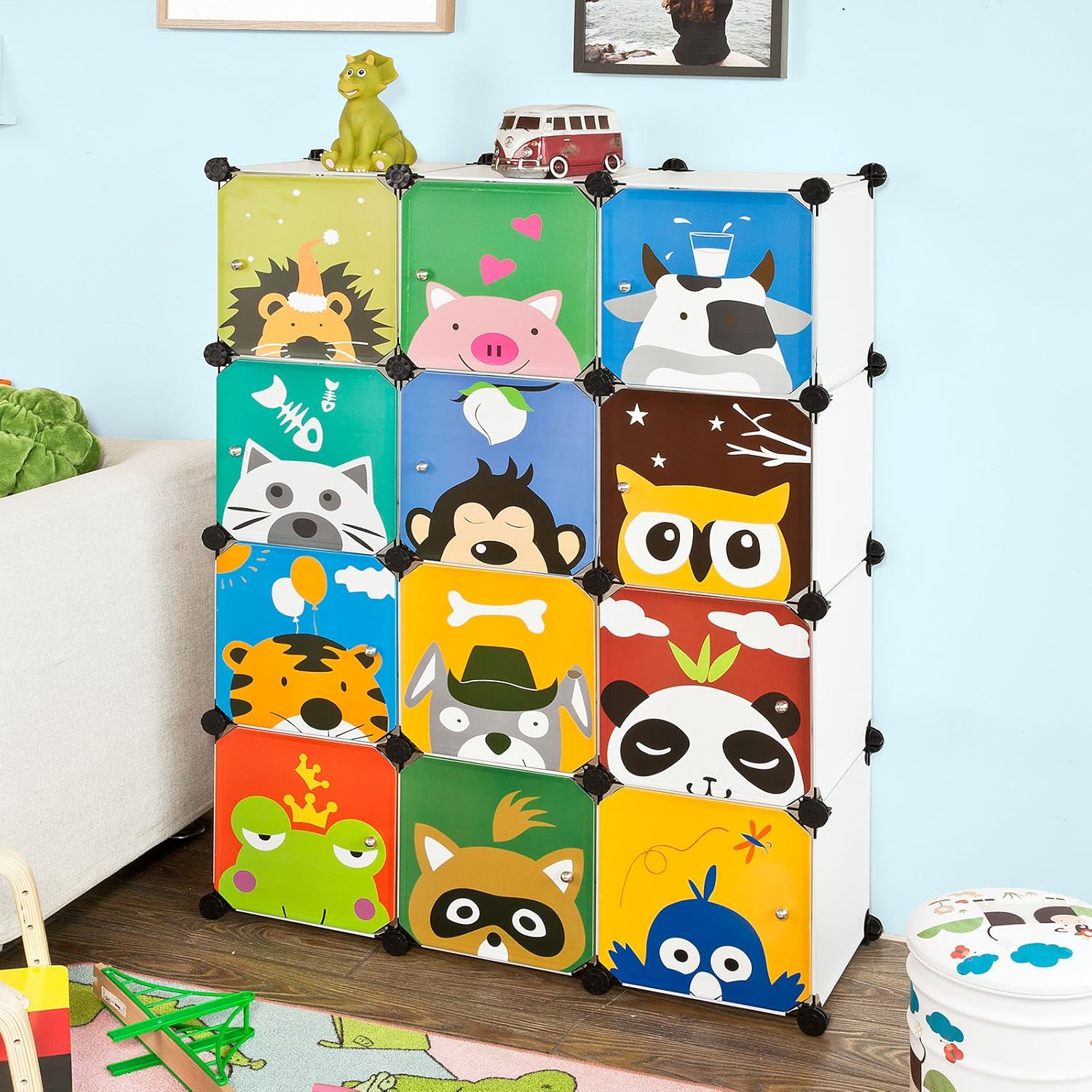 Haotian FSS52, DIY 12 Cubes with Doors, Children Storage