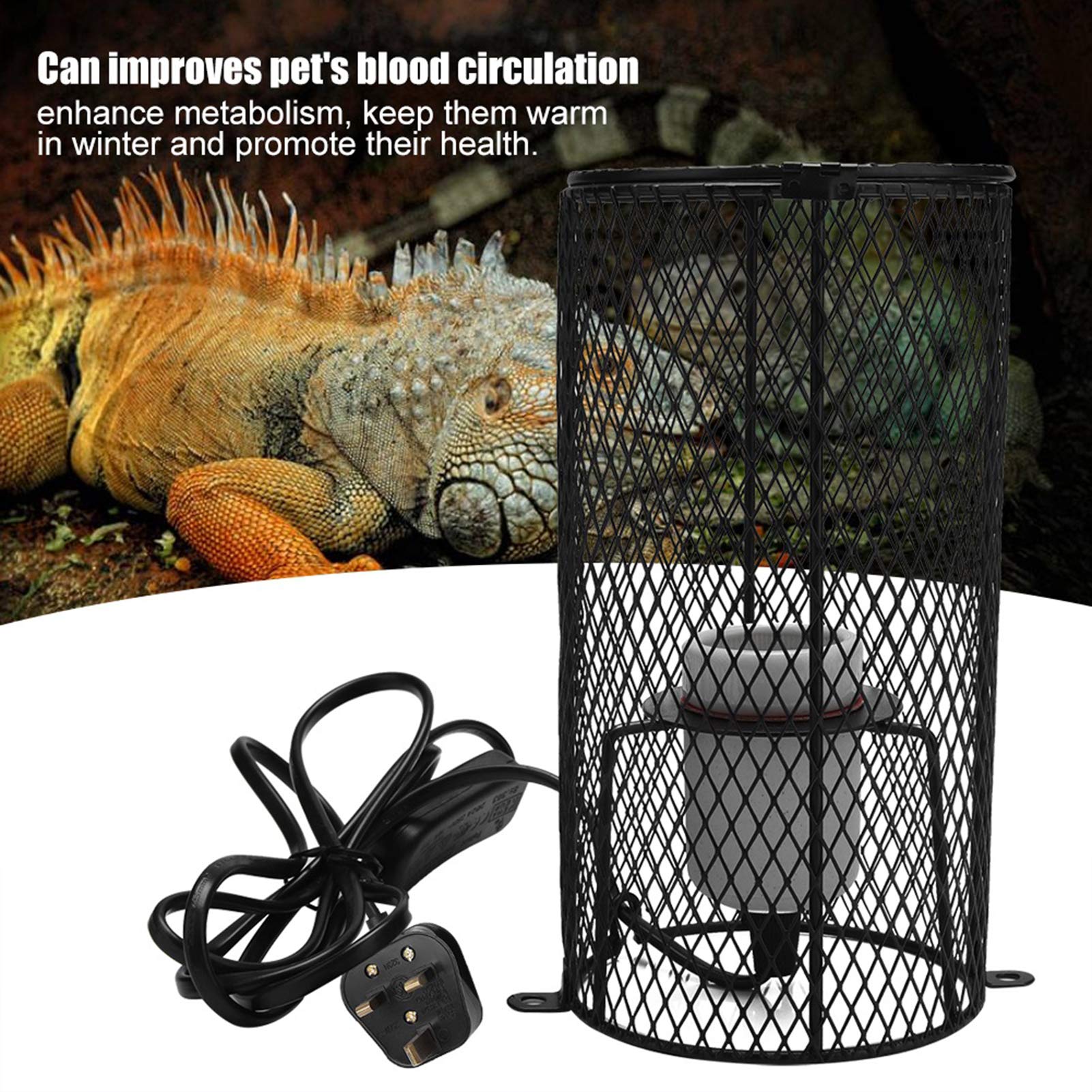 Pet riscaldamento a raggi infrarossi lampada rettili UV ceramica rettile lampada di riscaldamento luci di conservazione inverno riscaldamento forniture per serpente lucertola tartaruga anfibi(EU plug)