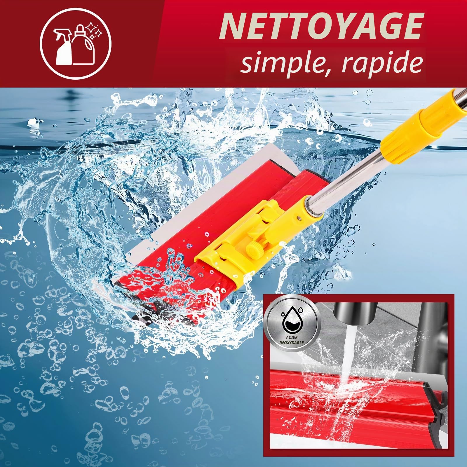 11Pcs Spatule Enduit, Jeu De Grattoirs Professionnels Avec Manche Télescopique/Boîte de Rangement, Grattoirs en Acier Inoxydable Parfaitement Lisses 25/40/60/80 CM, pour Ciment Et Béton, Construction