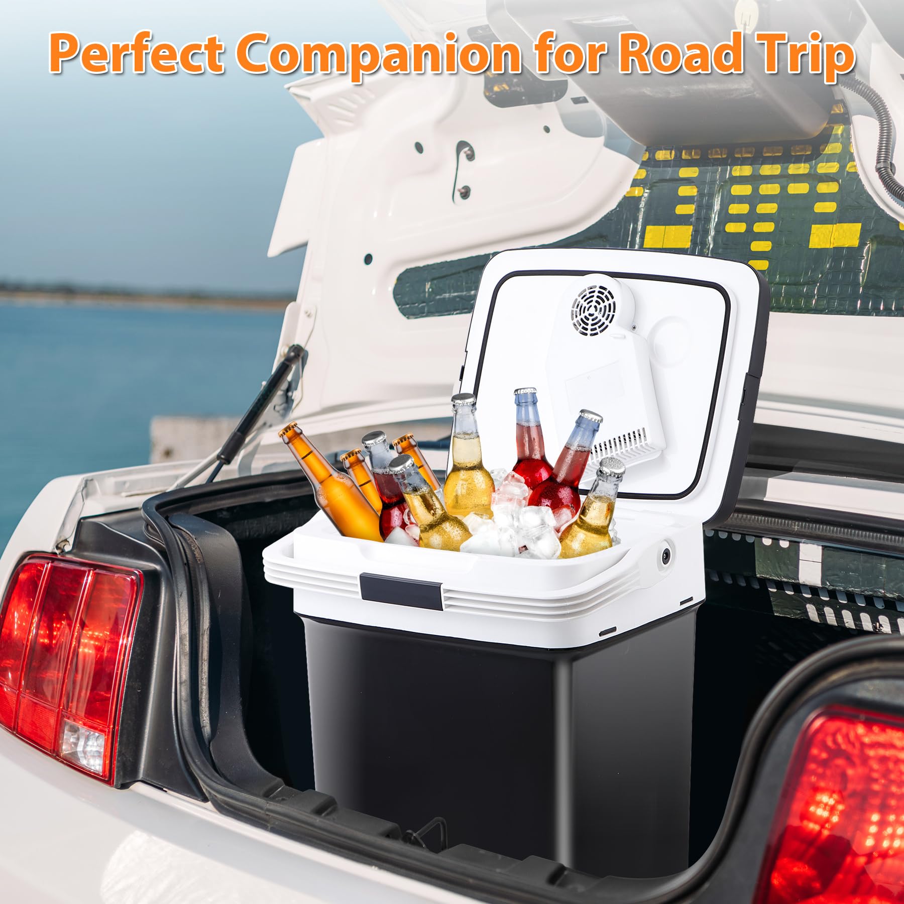 ZENY Car Fridge Electric Cooler and Warmer for Vehicles Trucks- 12V AC DC Car Thermoelectric Refrigerator with Handle — view 4