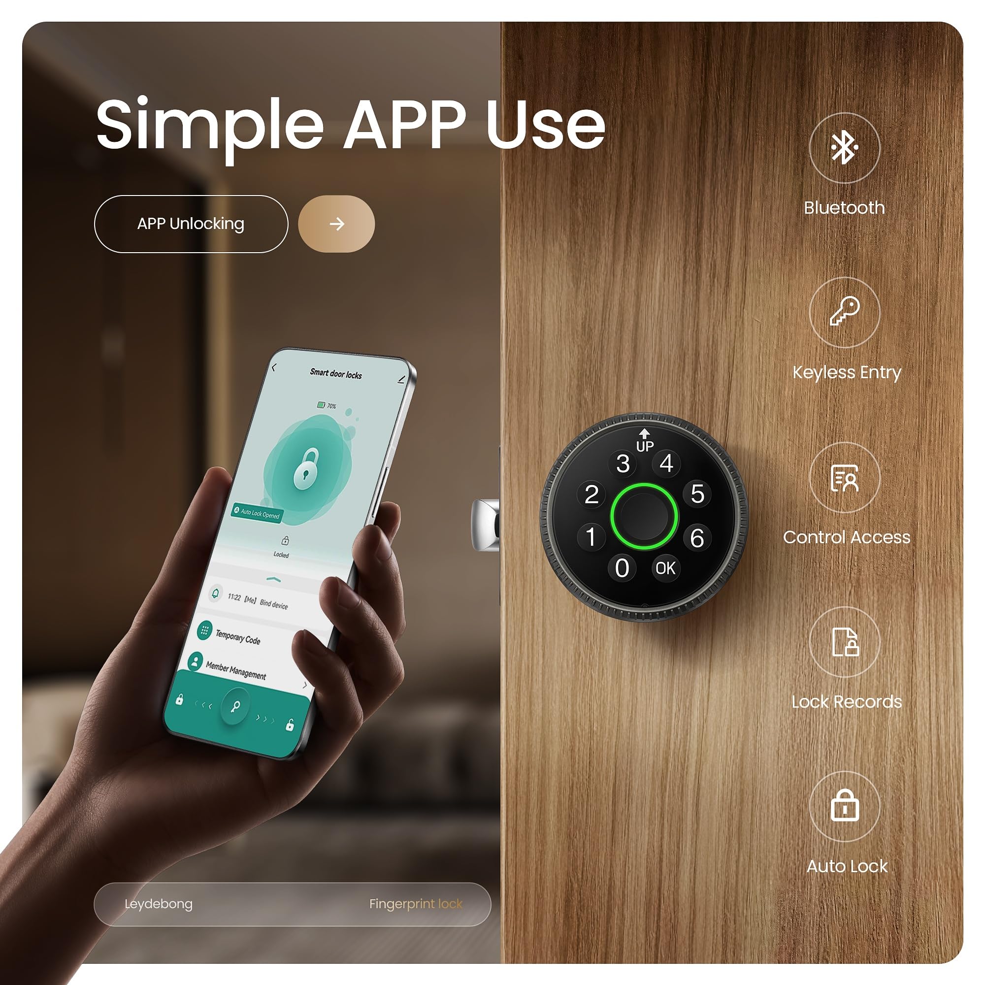 Smart Fingerprint Lock - Keyless Entry & App Control -4