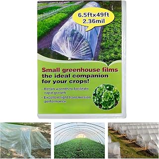 QZXALGS Greenhouse Plastic Sheeting 6.5x49ft 2.36 Mil Clear Greenhouse Plastic Covering, UV Resistant Polyethylene Green House Film for Farms, Garden, Agriculture, DIY