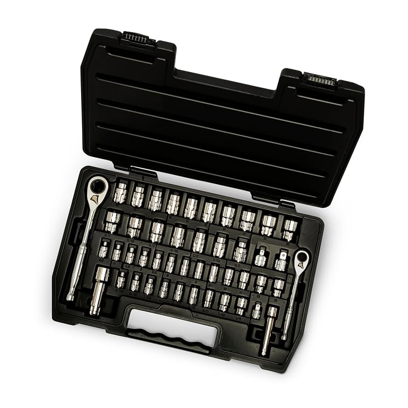 Kit de Ferramentas com 46 Peças GEARWRENCH Pass-Thru com Catraca de 6 Pontos, Encaixes de 6,35 mm e 9,53 mm, SAE/Métrico