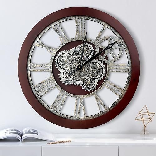 Miniatura 23 de HOIBAI Reloj de pared, relojes de pared grandes para decoración de sala de estar, 18 pulgadas, funciona con pilas, silencioso, sin tictac, moderno,