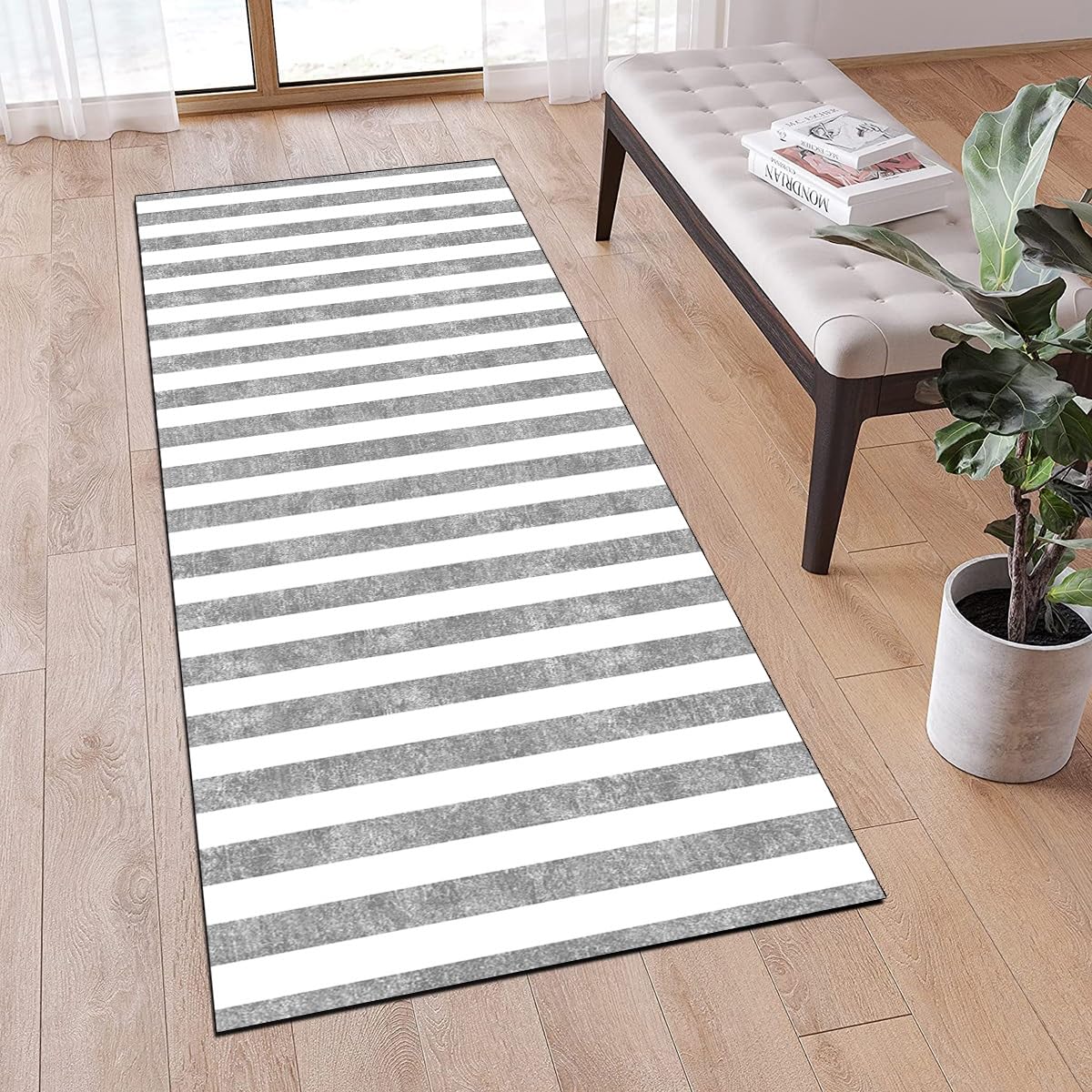 Läufer Teppich 90x150 Cm – Weicher Kristallsamt, Rutschfester Gummirücken, Waschbar, Für Flur, Küche & Bad
