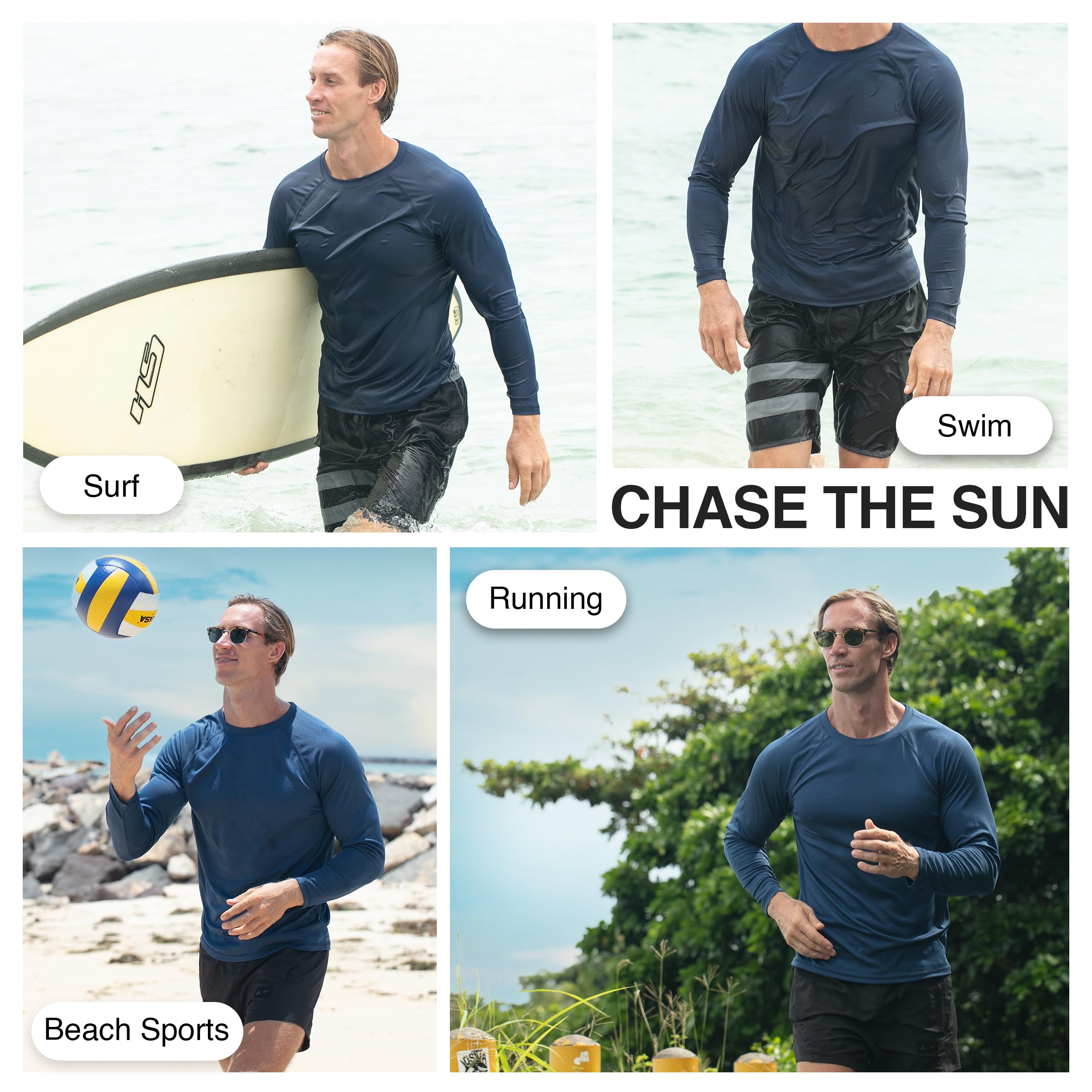 Kanu Surf Men's UPF 50+ Long Sleeve Rashguard Swim Shirt