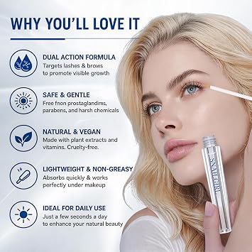 Lash and Brow Growth Serum Set, Eyelash and Eyebrow Nourishing Serum, 2-in-1 Care Set for Naturally Full, Thick, Long Lashes, 3ml + 3ml
