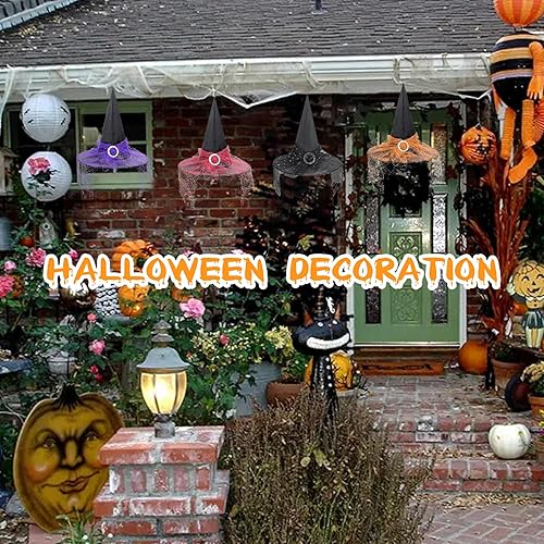 Miniatura 8 de Zando Sombrero de bruja para niñas de encaje para niñas, sombrero de brujas de Halloween para decoración de disfraz de bruja para fiesta de cosplay