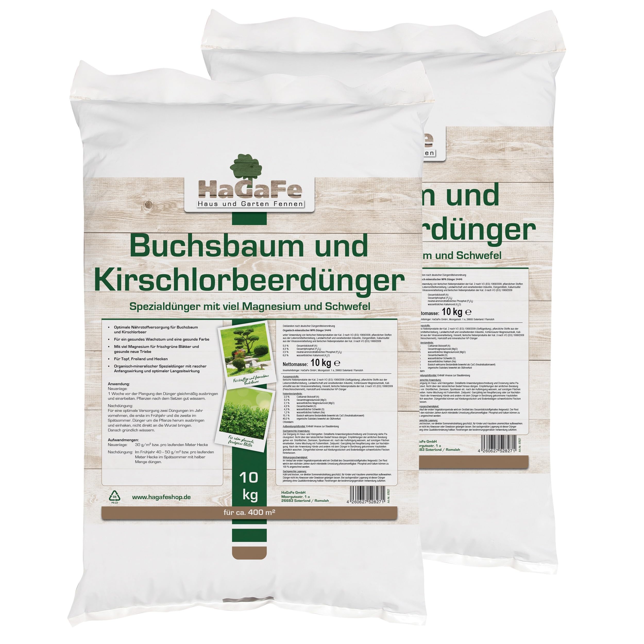 Buchsbaum & Kirschlorbeerdünger Organisch Mineralischer Spezialdünger, 20kg (2x10kg)