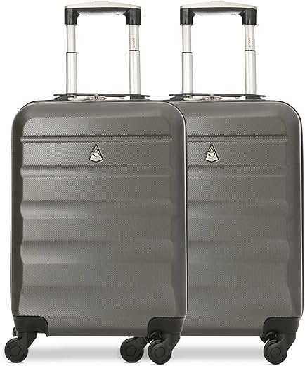 Aerolite ABS Hard Shell Lightweight Luggage Travel Suitcase (Set of 2, Charcoal)