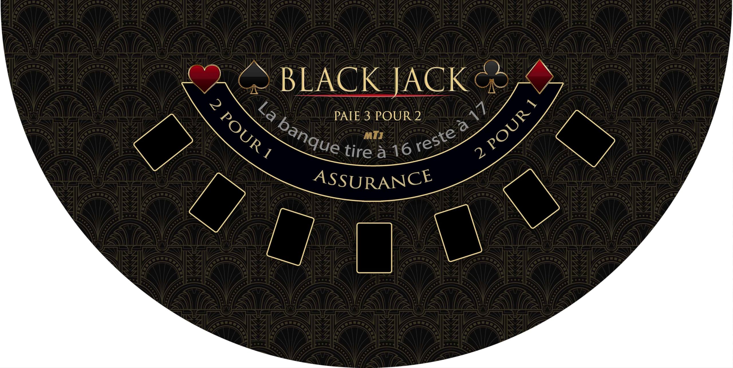 Alfombra de casino Black Jack 140 x 70 cm neopreno VIP negro