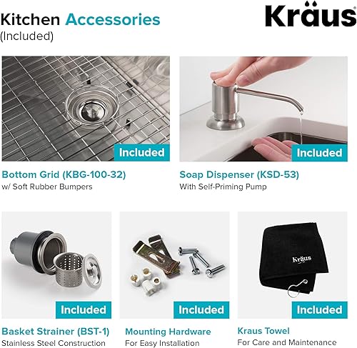Miniatura 11 de Kraus KHU100-30-1610-53SSMB Standart Pro - Juego de fregadero de acero inoxidable y grifo de cocina de acero inoxidable en color negro mate,