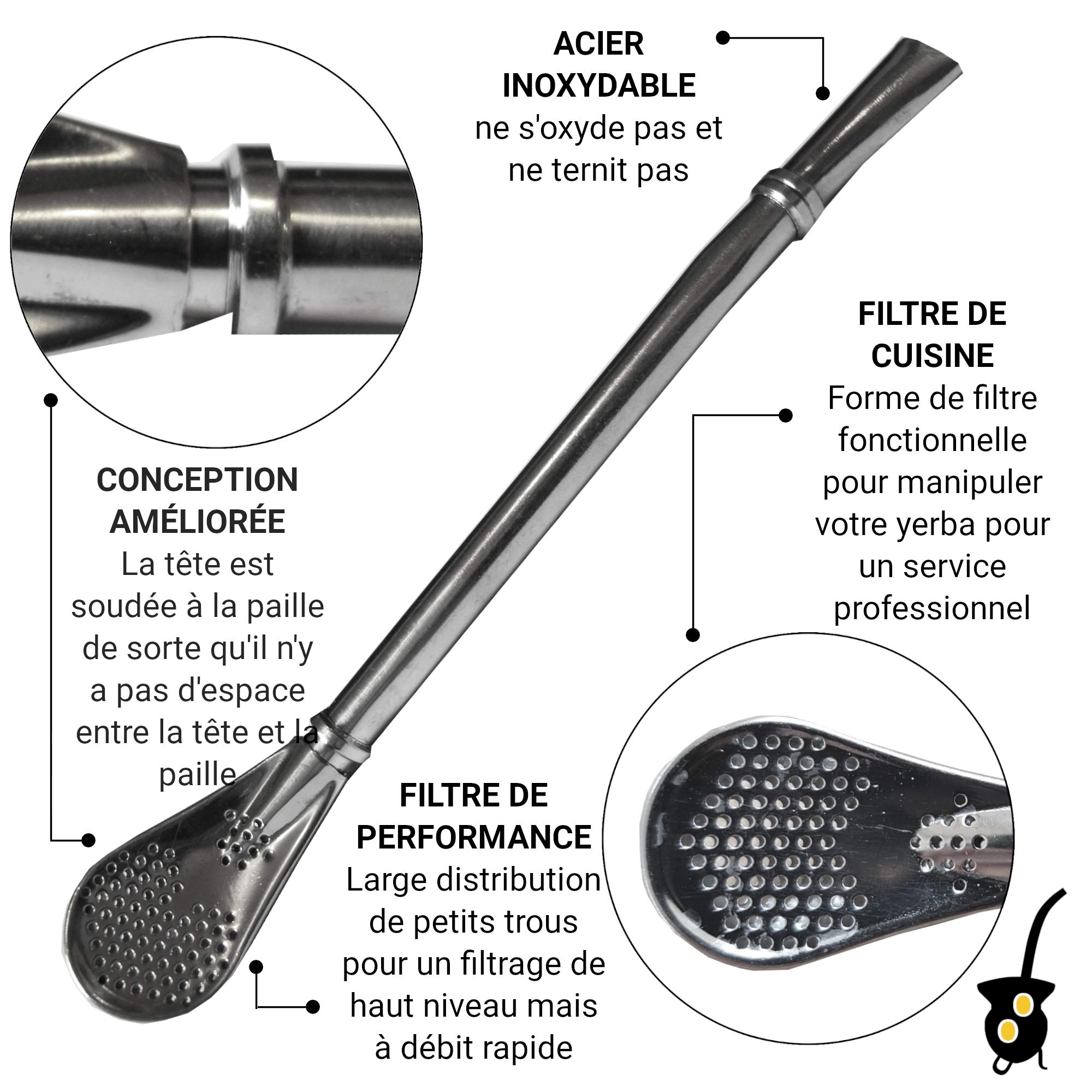 Gaucho Bruno Set Paille et tasse mate Yerba - Petite gourde en céramique, gobelet en acier inoxydable Bombilla Paille à boire - Kit de boissons réutilisable pour la maison et le voyage