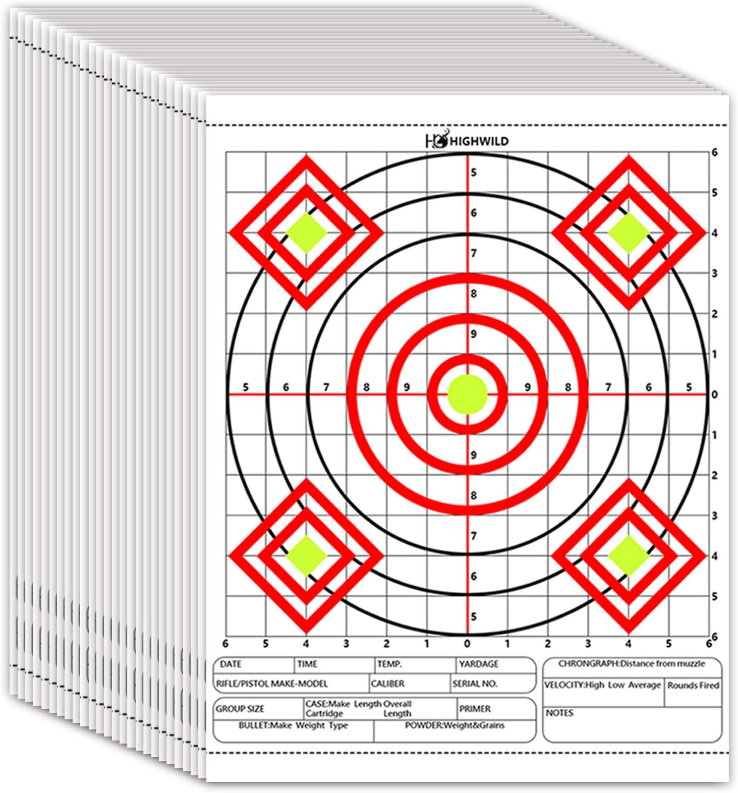 Highwild Adjustable Paper Target Stand, Frame with 8 Clips | Clear Bullseye Targets Sheet for Shooting Practice