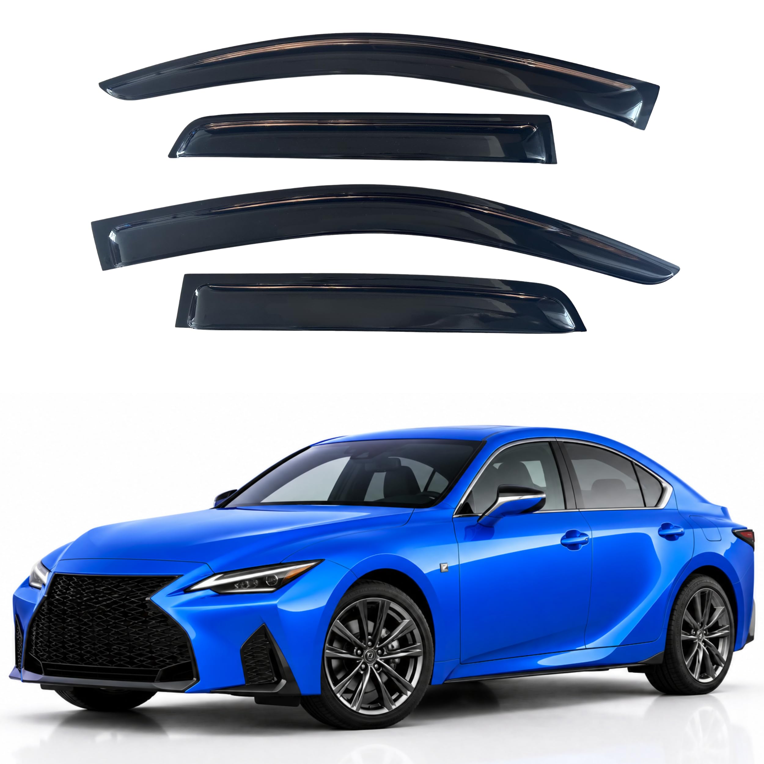 IG Window Visors Fit for 2021-2025 Lexus IS300 IS350 IS500, Out-Channel Rain Guards Vent Wind Deflectors 4PC, Car Accessories for 21-25 Lexus is Series