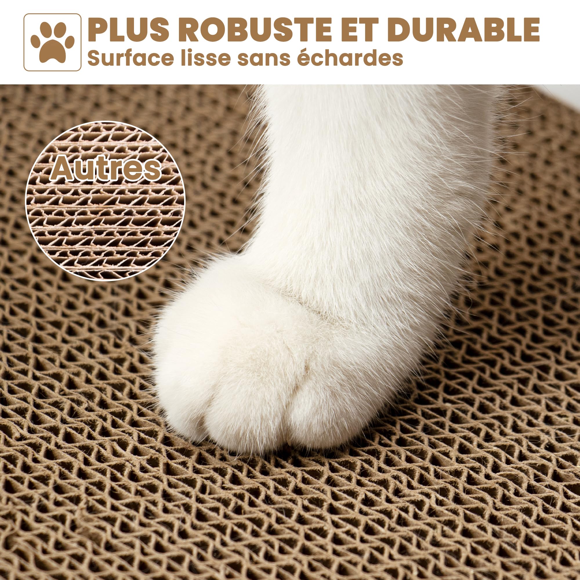 Ycozy Griffoir pour Chat 5 in 1 Réversible Grattoir Chats Carton Ondulé 5 PCS Carton pour Chat Interieur Planche à Gratter