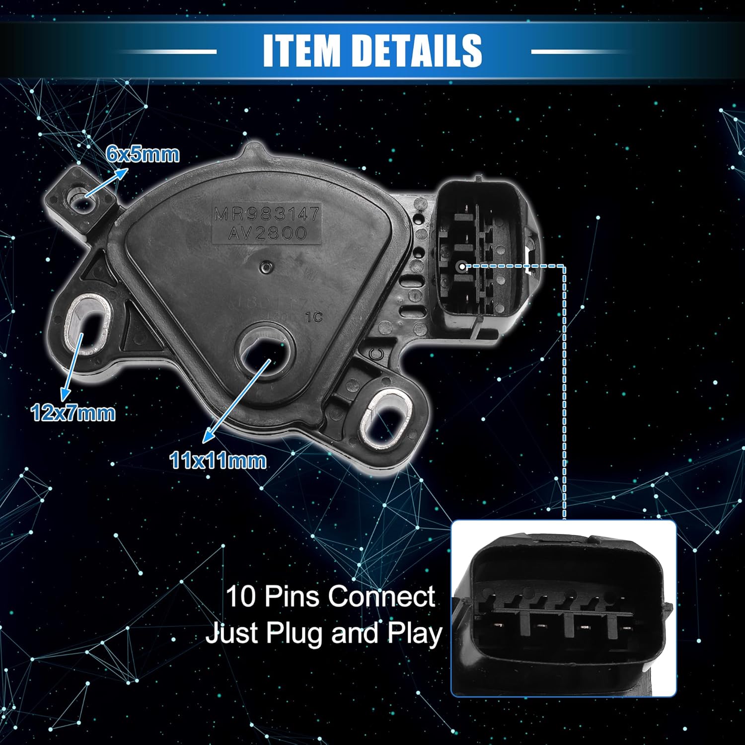 Transmission Range Sensor Neutral Safety Multifunction Switch Compatible for Mitsubishi Eclipse 2006-2012, Durable Plastic Metal Black