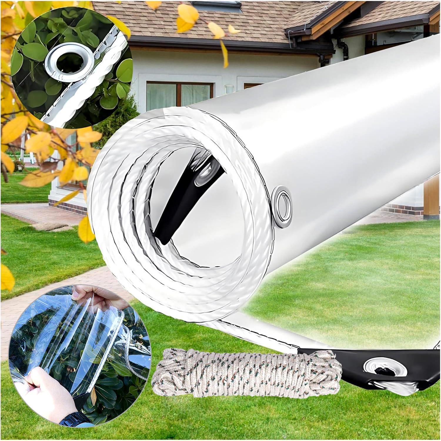 4x6 Ft Canopies Tarps Clear PVC Waterproof Cloth Tear Resistance Waterproof 0.35mm Vinyl Transparent Awning Canopy Patio Enclosure, Soft Glass Tarpaulin