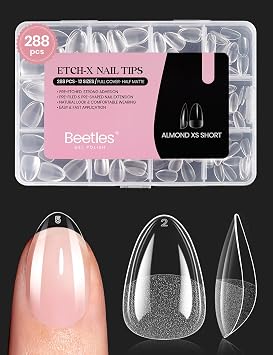 Beetles Extra Short Almond Nail Tips 12 Sizes 288 Preformed