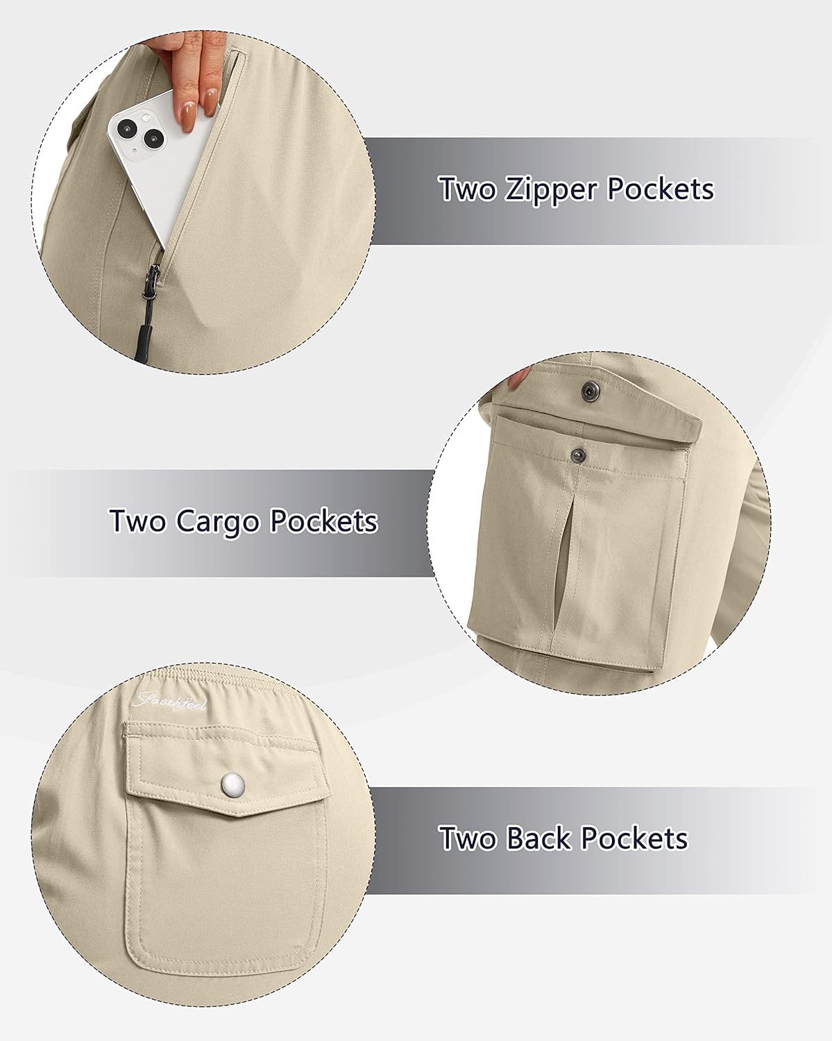 Soothfeel Women's Cargo Capris Pants with 6 Pockets Lightweight Quick Dry Travel Hiking Summer Pants for Women Casual - Image 4