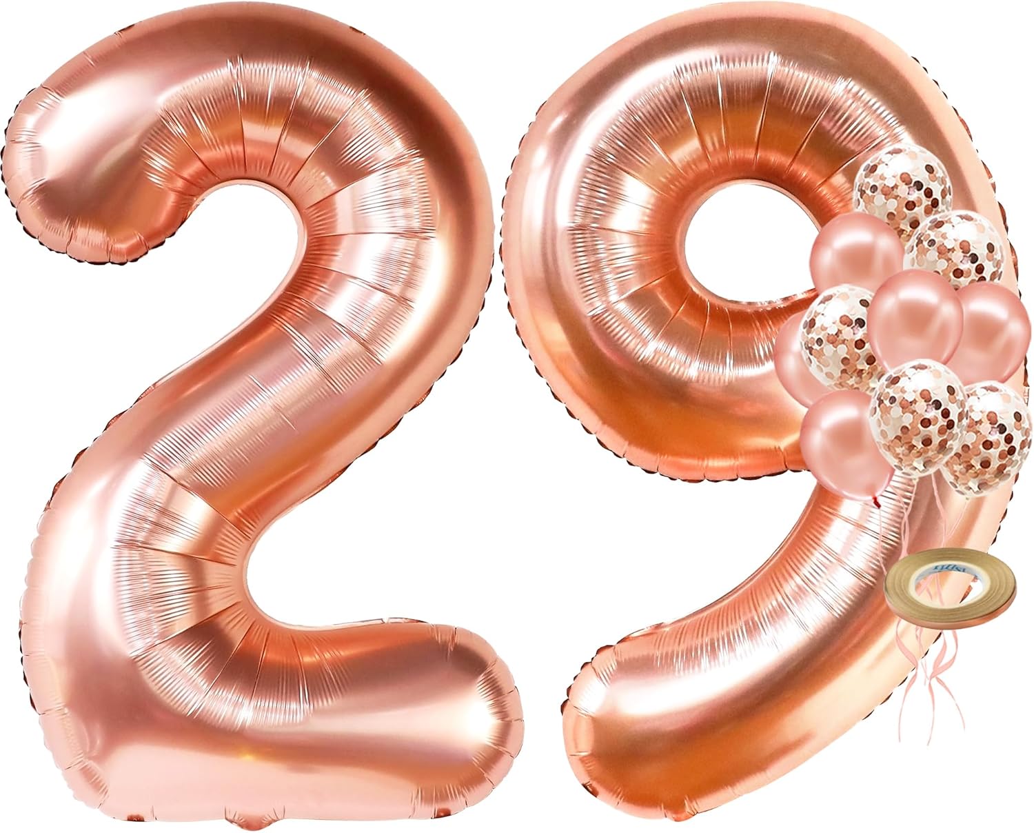 KatchOn, Rose Gold 29 Balloon Numbers - Giant, 40 Inch | Rose Gold 29 Birthday Decorations for Women | 29 Birthday Balloons With Confetti | 29th birthday Balloons for Women