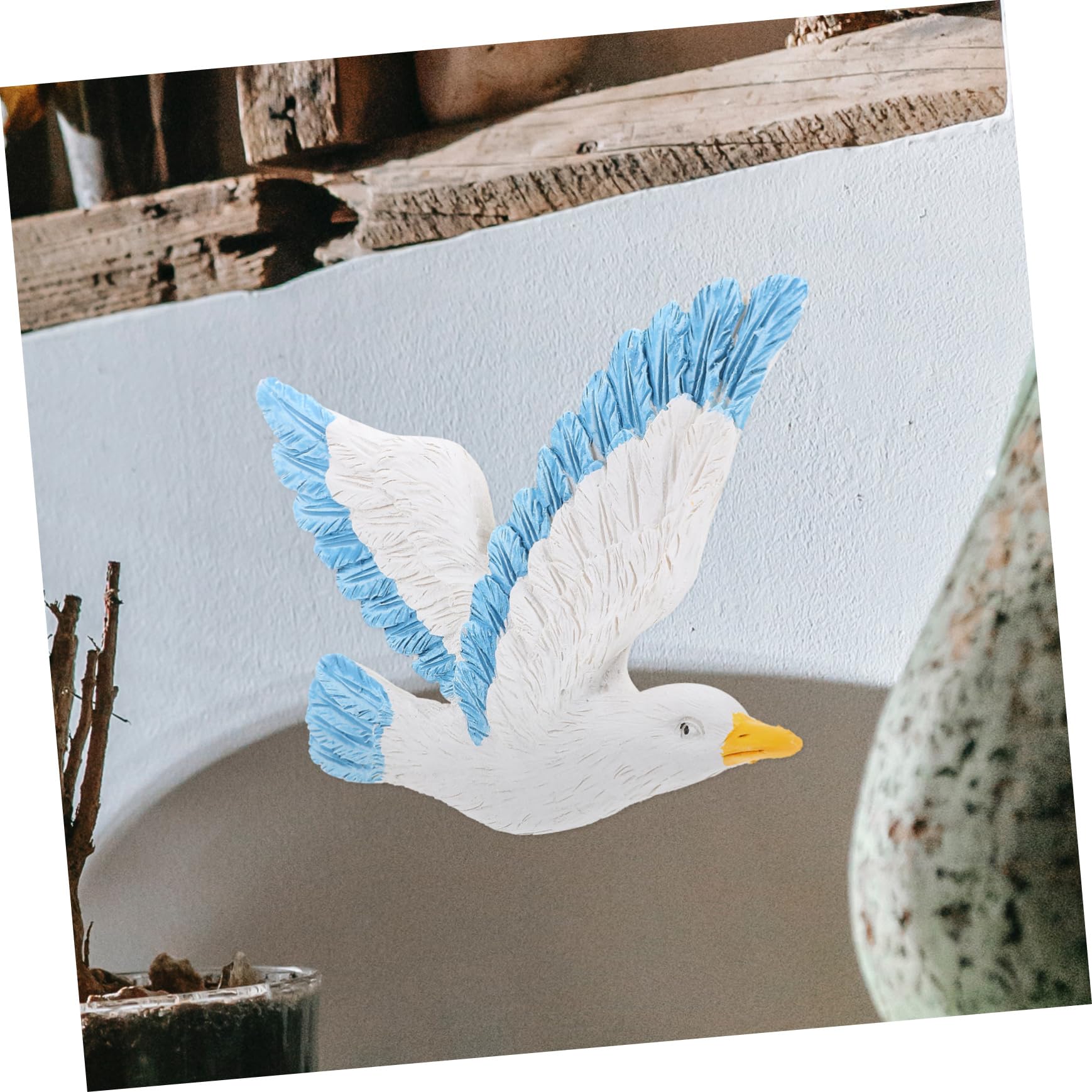 3 Pezzi Gabbiani in Resina Blu, Decorazione da Parete Sospesa per Salotto e Sfondo, Stile Creativo e Sicuro per Casa