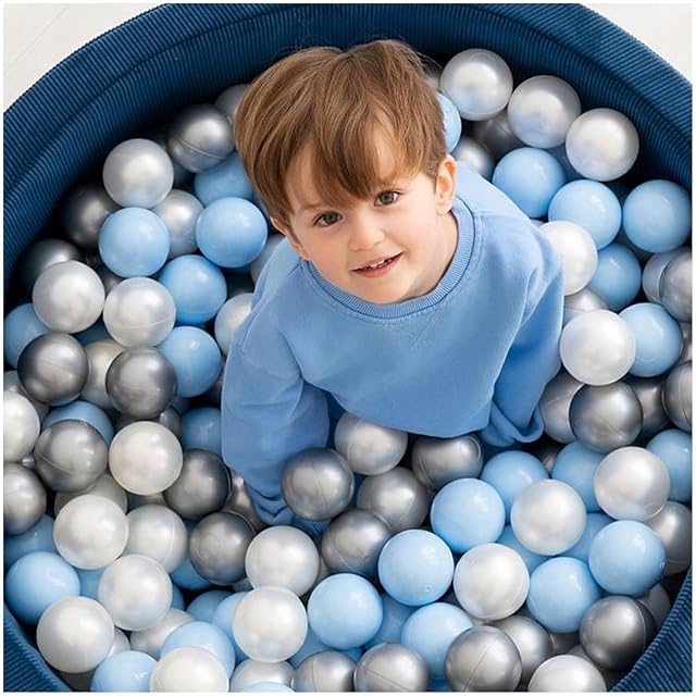 Foto 2 de 8 de MISIOO 450 bolas para piscina de bolas de 6 cm - azul - perla - plata - Bolas suaves y no tóxicas