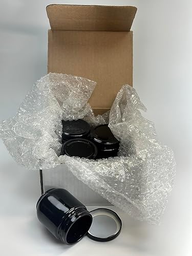 Miniatura 2 de Perfecto para amas de casa y artesanos paquete de 4 tarros de vidrio negros de 6.5 onzas con tapas, tarro negro reciclable ideal para