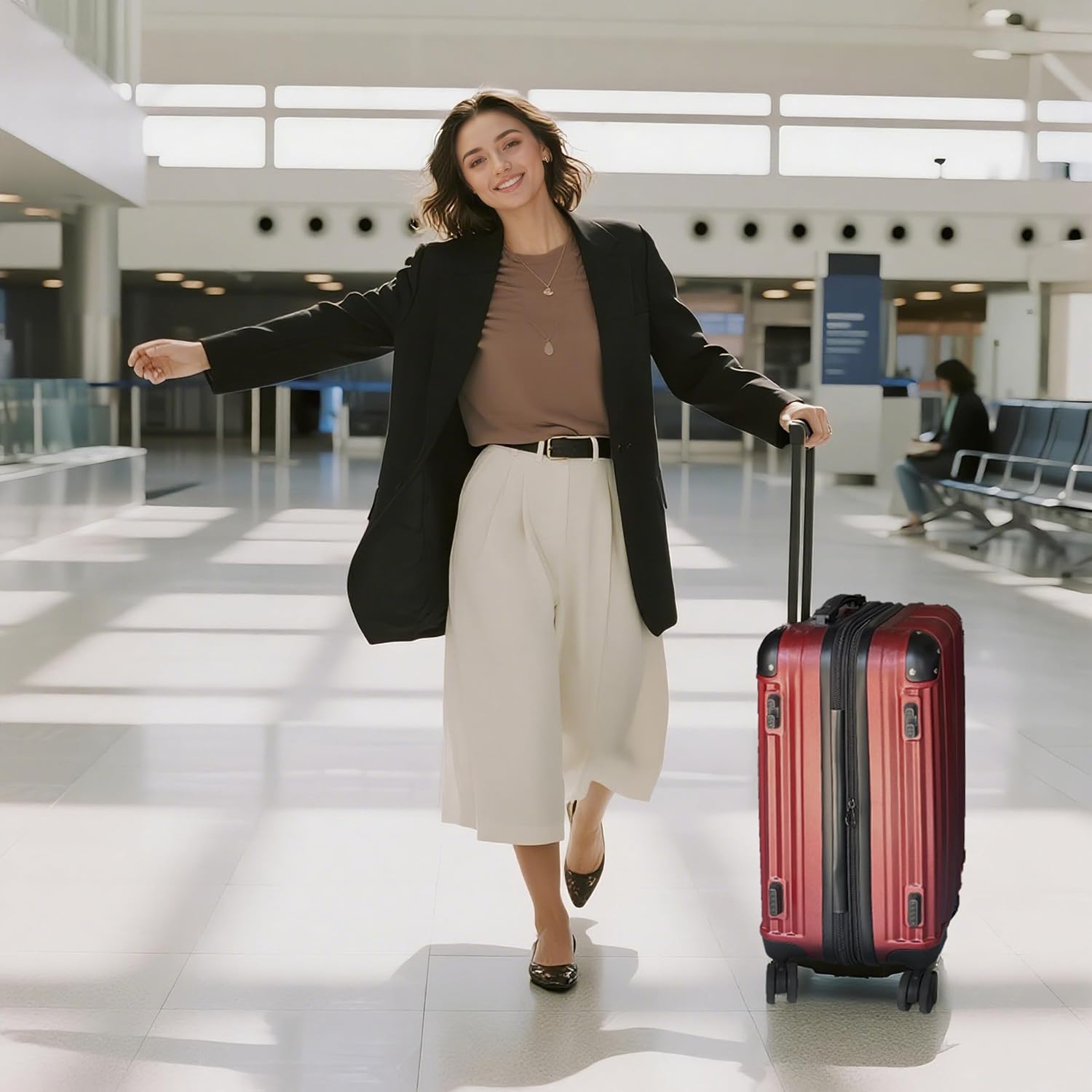 OUZZO 20 Inch Expandable Carry On Luggage 22x14x9 Airline Approved Hardshell Suitcases with Wheels Durable Lightweight Travel Luggage with TSA Lock USB Port for Business Trip Weekend Getaway
