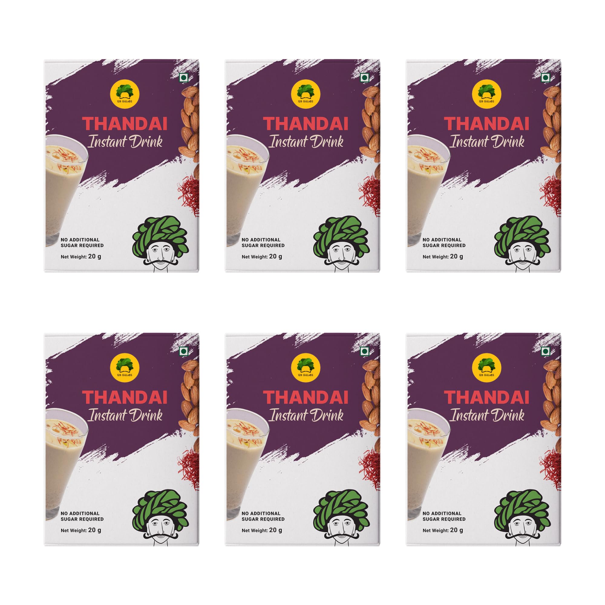 Gulabs 100% Natural Thandai Powder Instant Drink | Instant Refreshing Drink For Summer | No added preservatives | No Artificial Flavours | (Pack of 6 20g each) (B08RB68NSR) Amazon Price History, Amazon Price Tracker