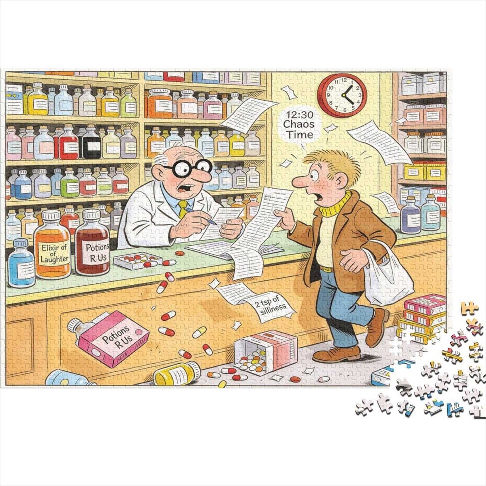 Pharmacist Behind The Counter Wooden Jigsaw Puzzle Waterproof 1000 Piece Puzzles for Adults Challenging And Brainteasing Games — image 1