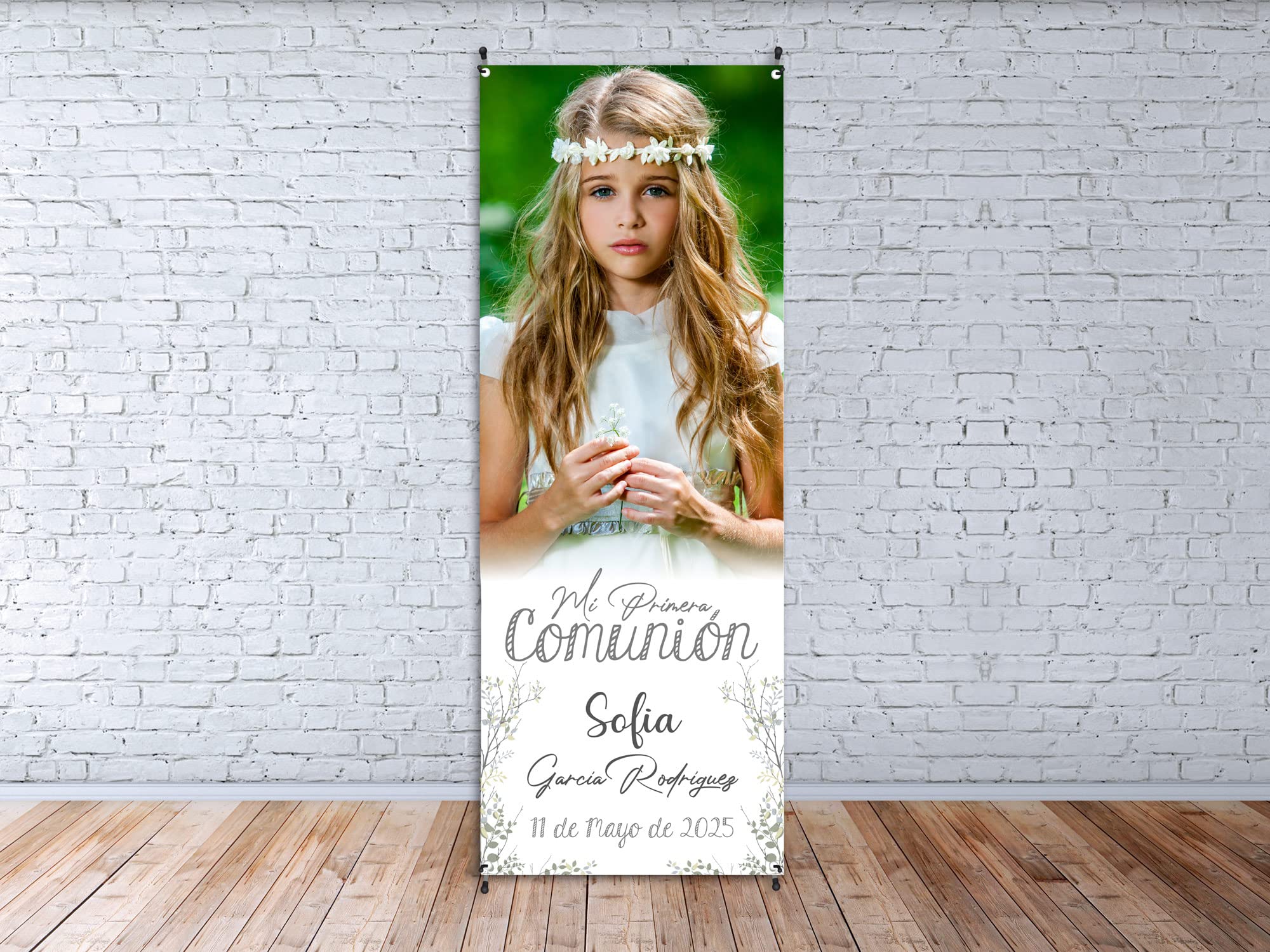 Oedim Photocall Personalizado para Comuniones, Fabricado en Lona con Soporte X Banner, Expositor Publicitario Desmontable