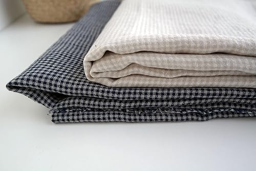 Miniatura 4 de Tela de lino a cuadros de sirsaca azul marino  Tela de estilo clásico - Perfecto para decoración del hogar, manualidades y ropa