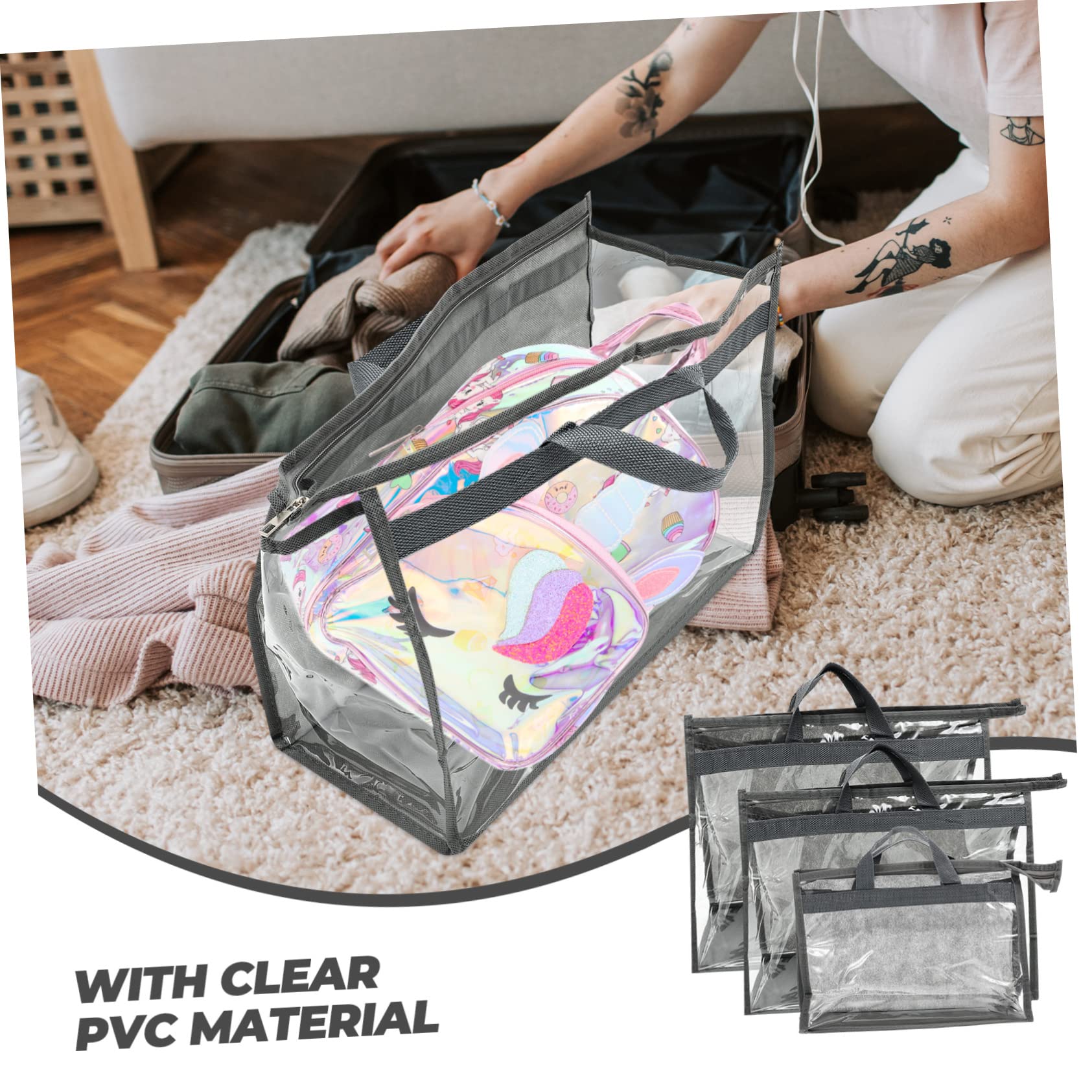 Homoyoyo Bolsa Colgante Antipolvo y Antihumedad para Bolso, Organizador Transparente de PVC con Asa, 3 Piezas para Armario