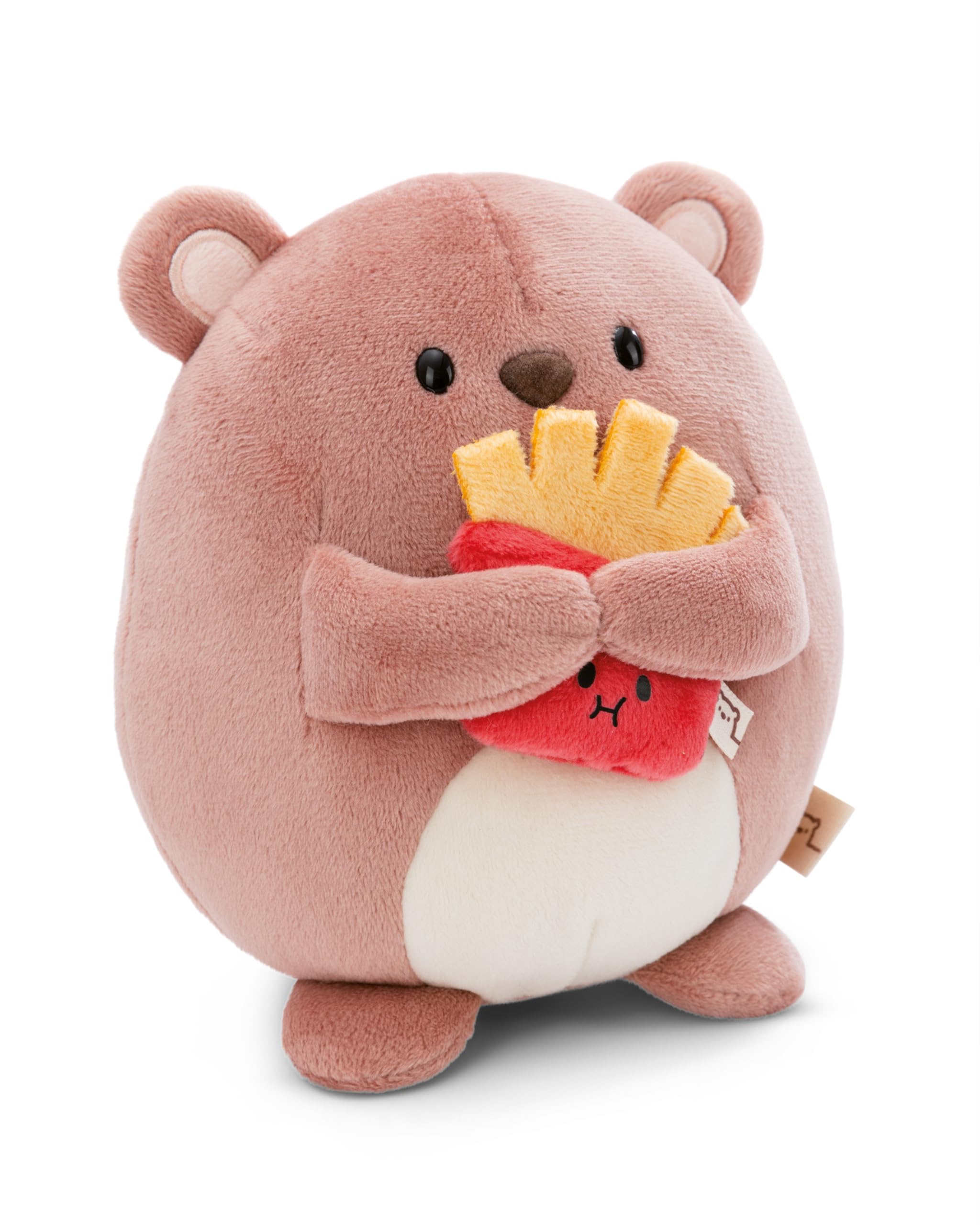 NICI soft toy bear Nomo 27cm with french fries brown - Cuddly cute plush to snuggle and play with, for children & adults, great gift idea - 61408