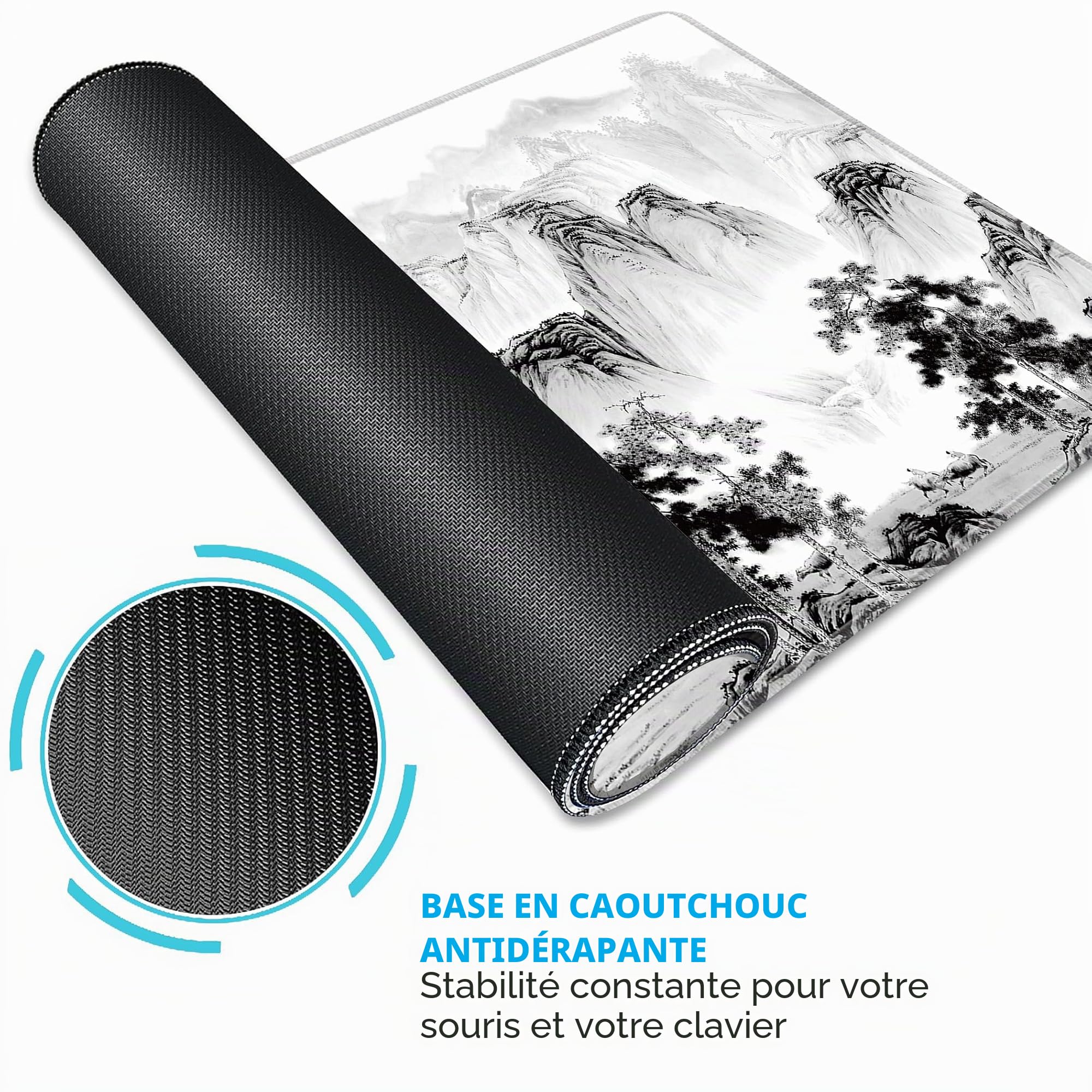 LL-COEUR Grand Tapis de Souris de Jeu à Motif 120x50x0,3cm, Pad de Bureau Mousepad Large et Étendu pour Clavier, Ordinateur (1200x500x3mm, Paysage 2)