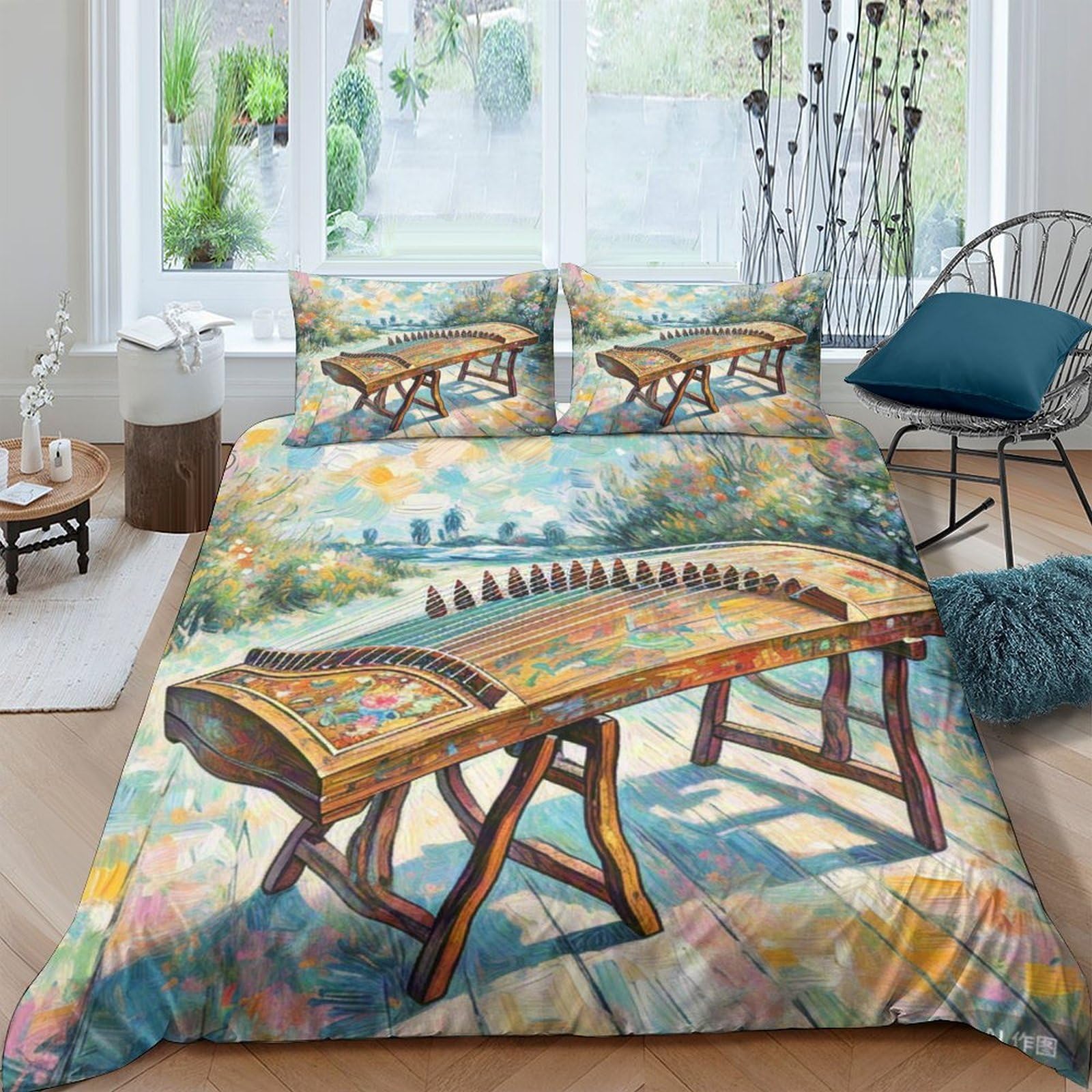 Housse de couette Guzheng parure de lit 220x240 pour décorer une chambre d'adolescent