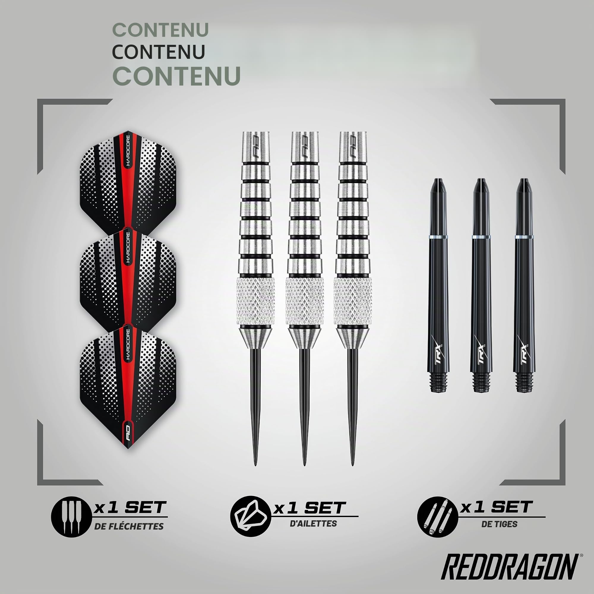 RED DRAGON Sidewinders 27g Our 30g Fléchettes Pointes Acier avec Ailettes et Tiges de Flechettes