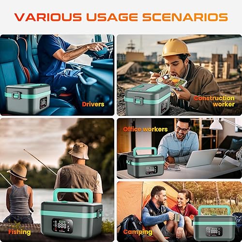 Miniatura 4 de Lonchera eléctrica inalámbrica para hombres, adultos y mujeres, recargable con autocalentamiento automático, lonchera portátil para el trabajo,