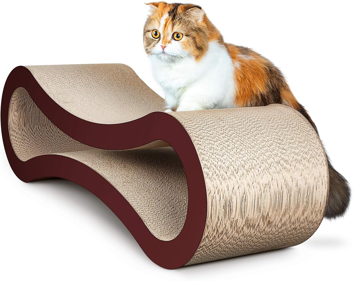 Simple Delxue Extra Large Cat Scratcher Cardboard Bed, 34" Horizontal Cat Scratcher Cardboard Lounge Bed, 100% Recyclable & Reversible Durable Board Pads Prevents Furniture Damage