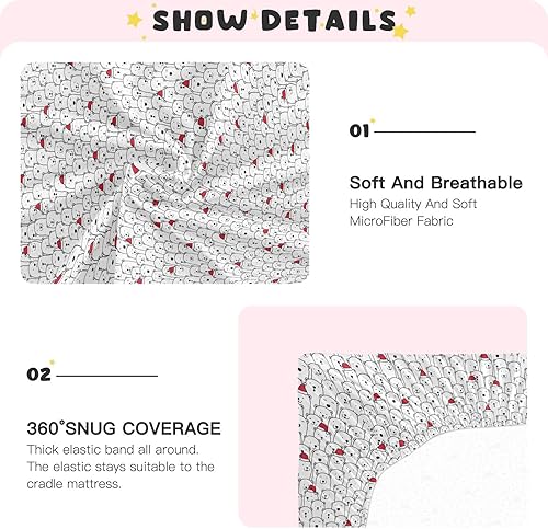 Miniatura 4 de Christmas Bears Crib Sheets - Stretchy Fitted Crib Sheets for Boys Girls, Unisex Cozy Baby Crib Sheet 27 x 39 x 5 Inches