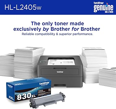 Brother HL-L2405W Wireless Compact Monochrome Laser Printer with Mobile Printing, Black & White Output | Includes Refresh Subscription Trial(1), Works with Alexa