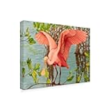 Wrapped Canvas Wall Art - Barbara Fallenbaum 'Roseate Spoonbill Fledgling Plays' Wall Art for Living Room, Bedroom, or Office Décor - 35x47