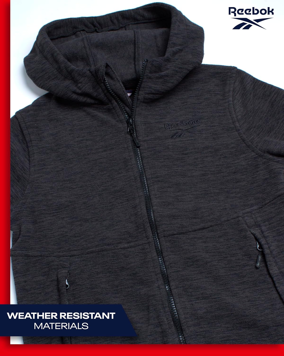 Reebok Boys' Jacket - Warm Polar Fleece Insulated Jacket - Weather Resistant Zip Up Hooded Jackets for Boys (Sizes: 4-20)