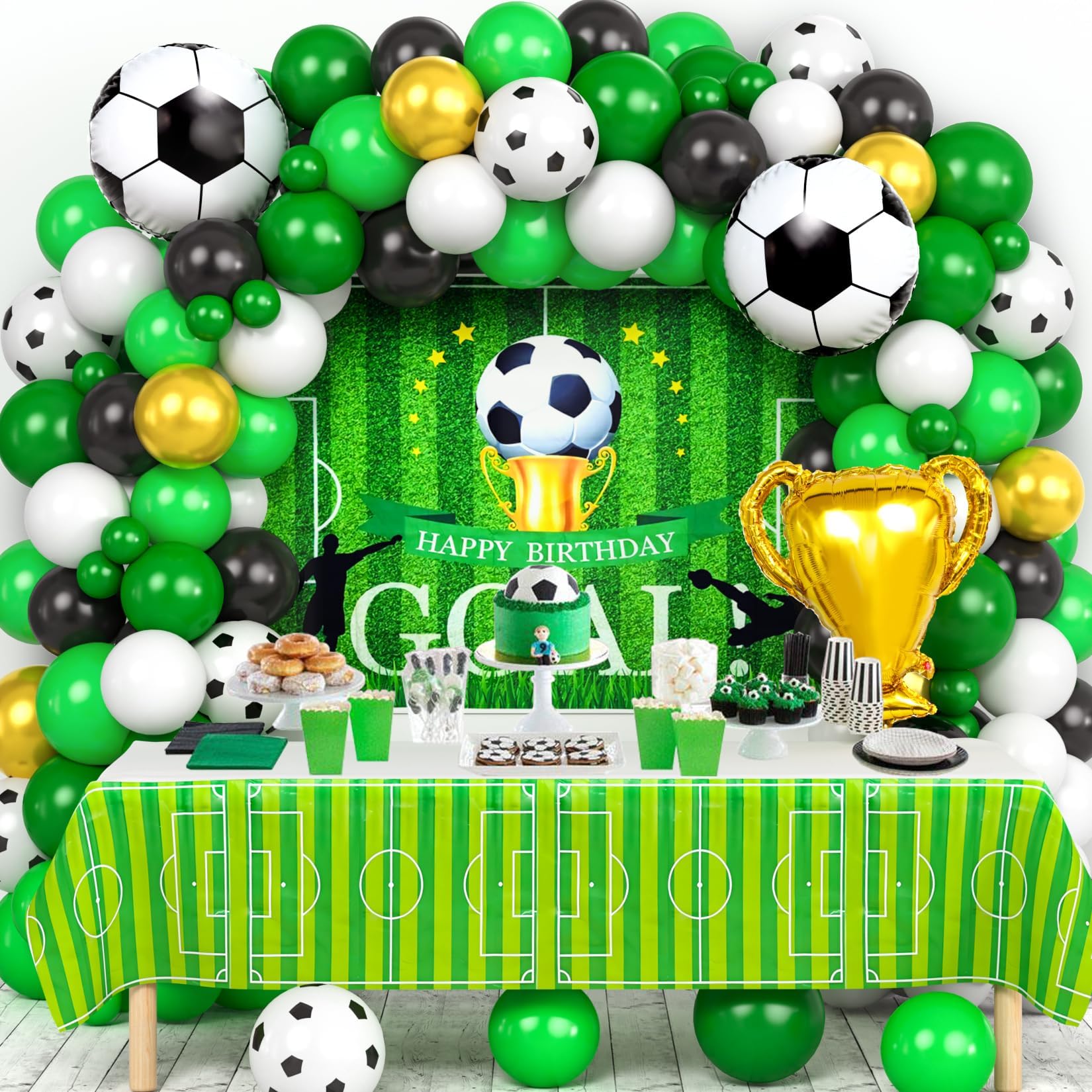 Tacobear Football Party Birthday Decorations with Football Backdrop Tablecloth Balloon Garland Foil Balloons for Kids Boys Football Fans Football Soccer Themed Party Decor Supplies