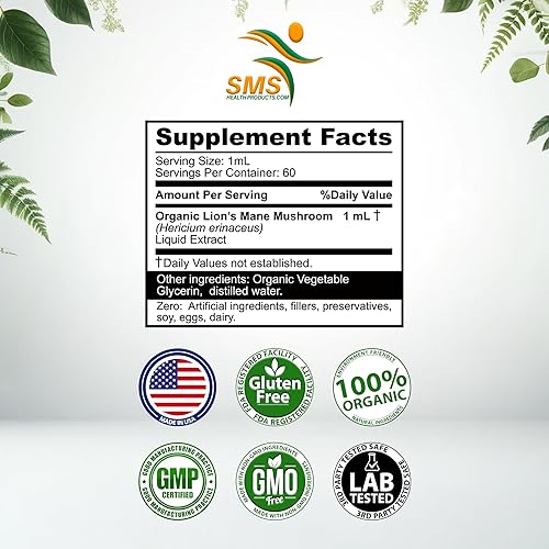 Miniatura 4 de Suplemento de gotas de hongo de melena de león, tintura de melena de león, apoyo inmunológico natural, para apoyo de memoria, claridad y enfoque,
