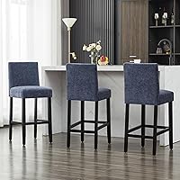 Vista 48 de Taburetes de bar de piel sintética de 26 pulgadas, modernas sillas de bar tapizadas de altura de barra, taburetes de bar con patas de madera maciza