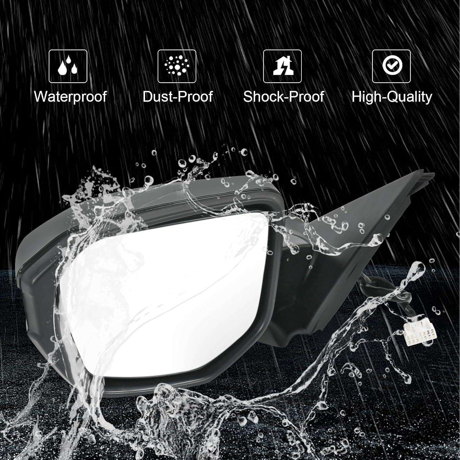 Door Mirror Left Driver Side Replacement For Honda Civic 2016-2021, Replace HO1320284 Black 5Pins